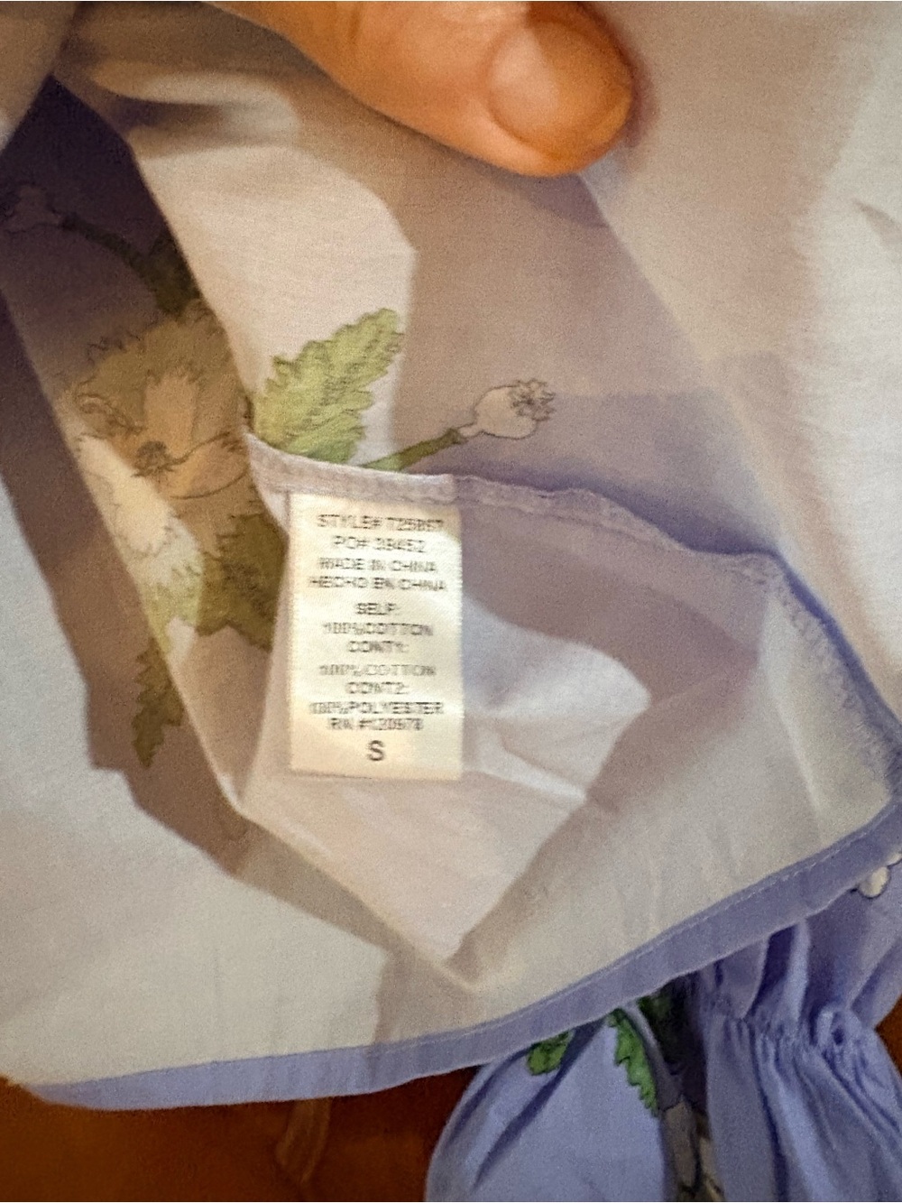 NWT Entro Floral Tie-Neck Ruffled Yoke Blouse in Light Blue size small # 1248 - Picture 5 of 5
